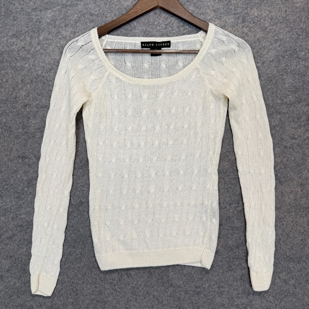 Ralph Lauren Black Label 100% Linen Sweater Top Womens‎ Small Cream Lightweight